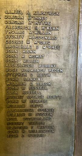 War Memorial names K-W 1914-1918
