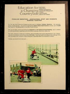 Pedalcar marathon - agricultural staff and students working together display board