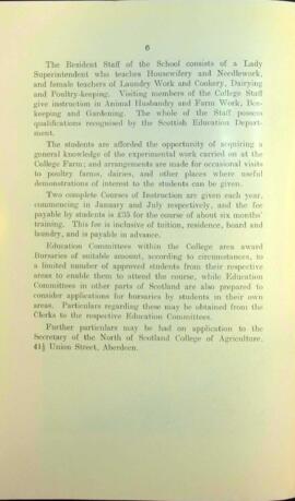 North of Scotland College of Agriculture Prospectus of Craibstone School of Rural Domestic Economy 1936 [Page Six]