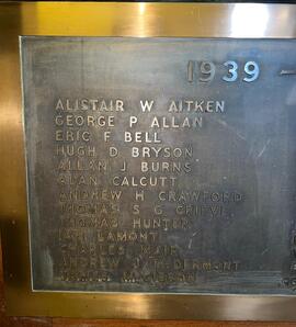 War memorial names A-M 1939-1945